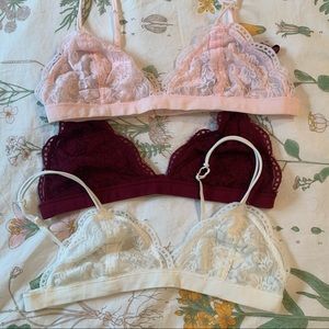 Set of 3 lace bralettes